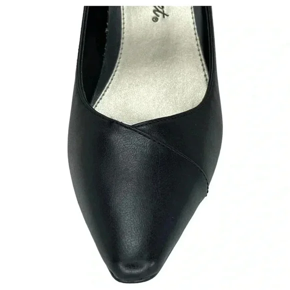 Easy Street Chiffon Black Faux Leather Womens Heels Size 5.5M - Picture 7 of 14